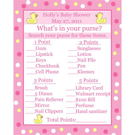 But there are some subtle differences 24 Baby Shower Game Cards Whats In Your Purse Game - Pink ...