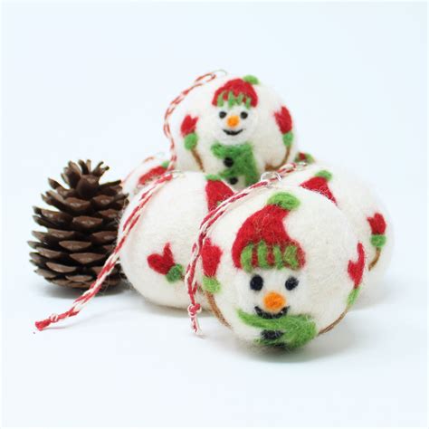 Felt Wool Christmas Tree Ornaments Felt Wool Christmas Balls Set Of 6
