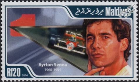 Ayrton Senna Formula One F1 Gp Racing Car Driver Stamp 25 2014