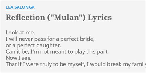 Reflection Mulan Lyrics By Lea Salonga Look At Me I