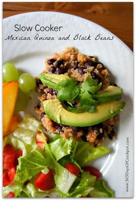 Transfer the pork mixture to the slow cooker, stir in the beans, tomatoes with their juice, and water. Slow Cooker Mexican Quinoa and Black Beans from 365 Days ...