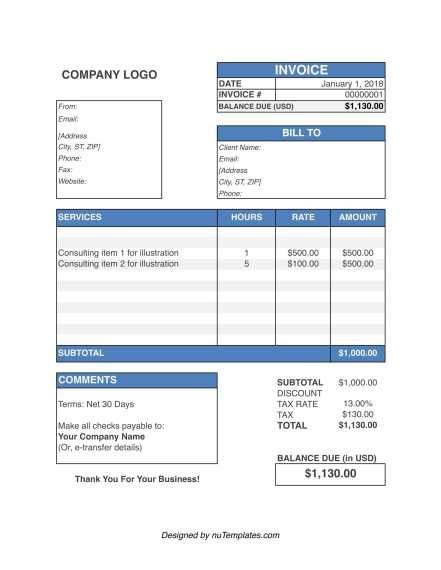 Blank Self Employed Invoice Template Cards Design Templates Self