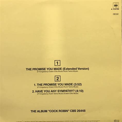 Cock Robin The Promise You Made Maxi Single 45 Rpm Lp Plak