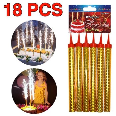 Birthday Wedding Candles Sparklers 7 Large Party Gold Sparkling