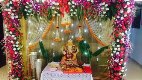 Ganesh Puja Decoration At Home Youtube