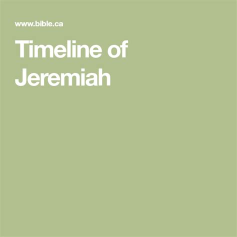 Timeline Of Jeremiah Bible Study Jeremiah Bible
