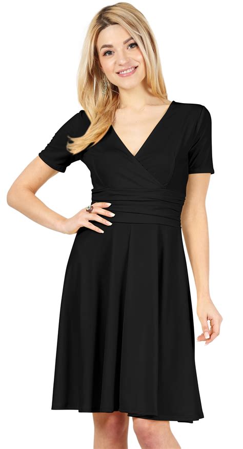 Simlu Long And Short Sleeve Wrap Dresses For Women Reg And Plus Size Skater Swing Dress Made