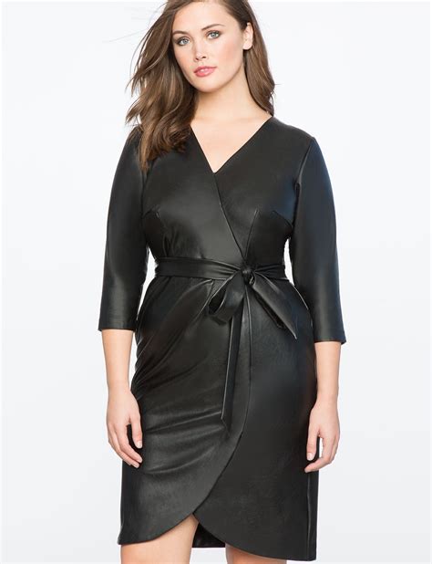 Faux Leather Wrap Dress Womens Plus Size Dresses Eloquii Plus