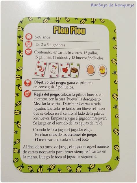 Las reglas son simples y muy interesantes, si bien . son diferentes del juego de mesa que conocemos,. Burbuja de Lenguaje: Piou Piou Djeco