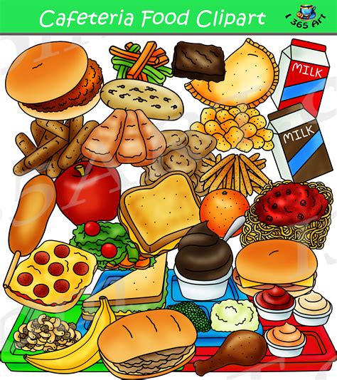 Breakfast usually consists of sliced bread with any of the following toppings: Cafeteria Food Clipart Graphics Set - Build A Lunch Tray ...