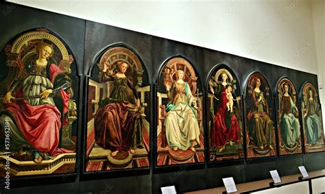 Italy Florence February 2023 Painting The Seven Virtues By Piero Del