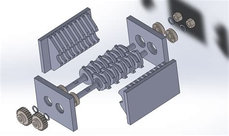 This assembly for a plastic shredder prototype.inventor'18 is used note: Mini plastic shredder | 3D CAD Model Library | GrabCAD
