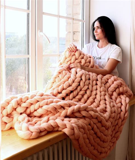 Chunky Knit Blanket Kit Diy Kits For Adults Diy Knit Blanket Etsy