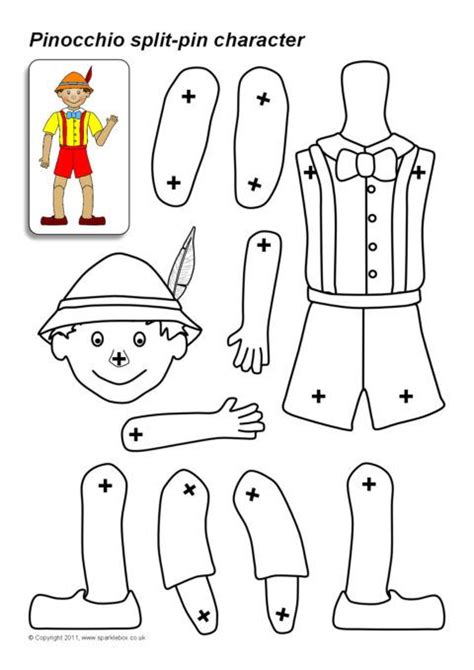 Split Pin Pinocchio Character Sb363 Sparklebox Pinocchio Paper Puppets Puppet Crafts