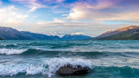 Download 1920x1080 New Zealand Lake Ohau Waves Ripples Scenery