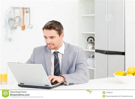 Businessman Working On His Laptop Stock Image Image Of Modern Relax