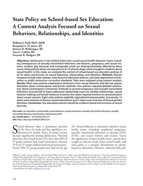 Pdf State Policy On School Based Sex Education A Content Analysis