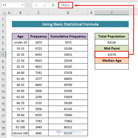 How To Calculate Median Age Of Population In Excel 2 Ways