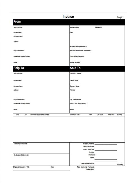 blank invoice forms  sample  format