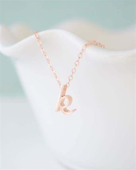 New Rose Gold Lowercase Cursive Initial Pendant Cursive Initial Rose