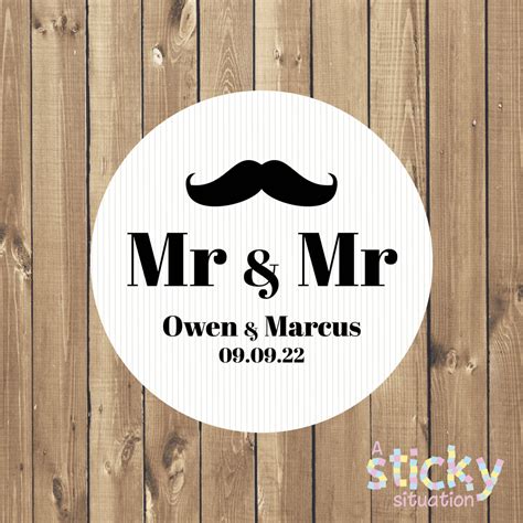 personalised same sex wedding stickers mr and mr design