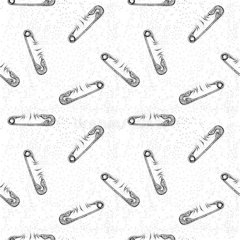 Abstract Vector Seamless Pattern With Safety Pins Stock Illustration