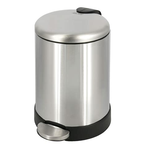 Glad Small Trash Can, 1.2 Gallon | Round Stainless Steel Garbage Bin