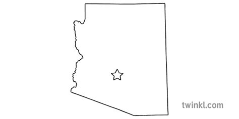 Arizona Outline Usa State Map Phoenix Capital Ks1 Black And White 2