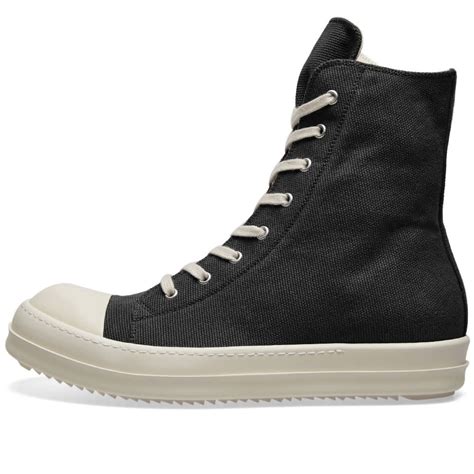 Rick Owens Drkshdw Logo High Top Sneaker Black And White End Us