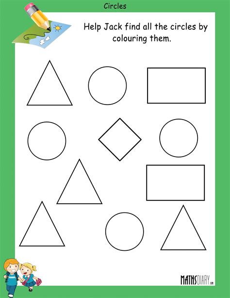 Finding shapes  Math Worksheets  MathsDiary.com