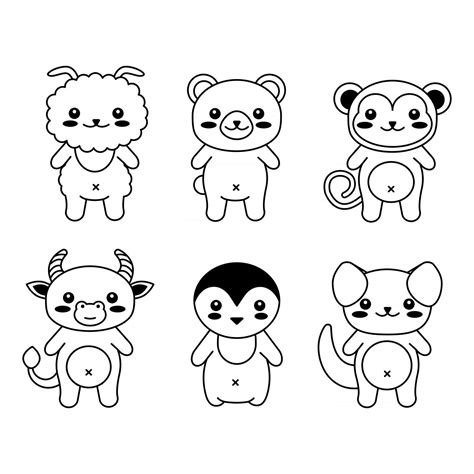 Hand Drawn Vector Illustration Character Cute Pet Animals Doodle