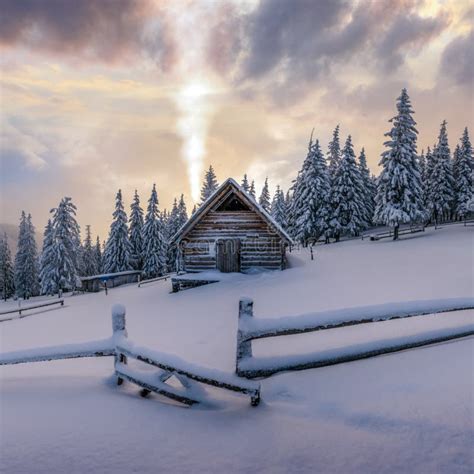 Fantastic Landscape With Snowy House Stock Image Image Of Hoarfrost