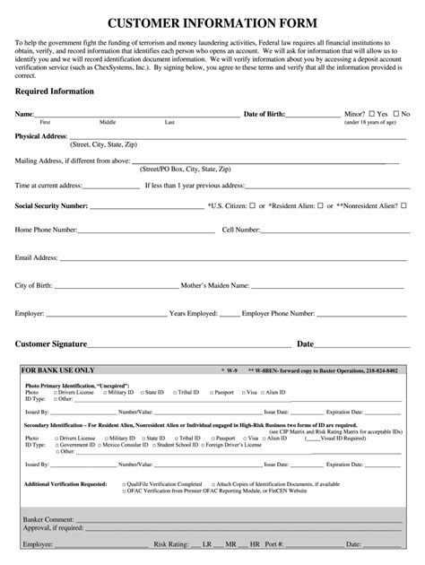 Customer Information Form Template For Word Word Excel Templates
