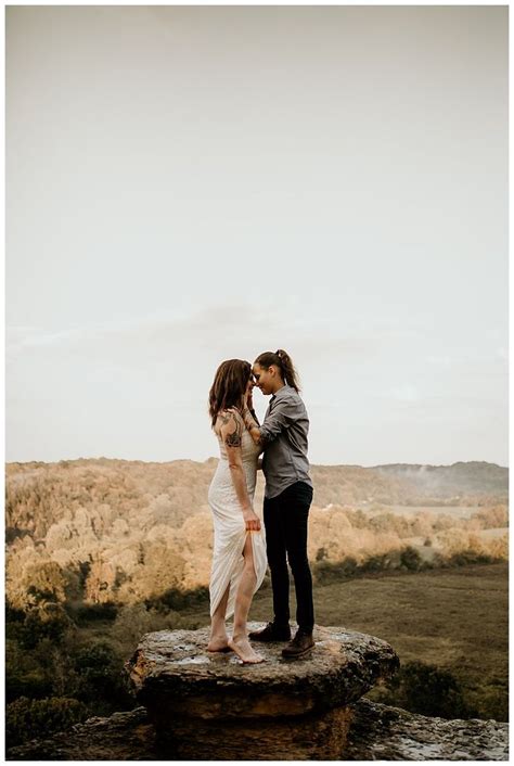 Kissing On Cliffs And Waterfall Frolics In This Epic Engagement Shoot Lesbian Wedding