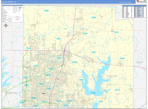 Collin County Tx Zip Code Wall Map Basic Style By Marketmaps Mapsales