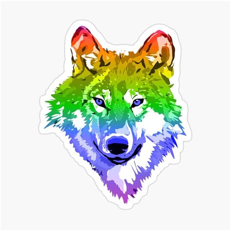 Rainbow Wolf Sticker By Mishmashmuddle Rainbow Stickers Stickers Wolf