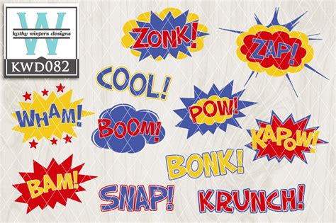 Svg Comic Book Themed Cutting File Kwd082 Dxf Svg Eps Png Etsy
