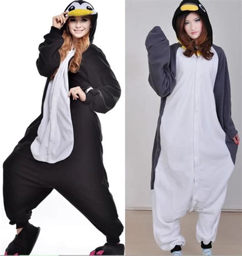 Polar Fleece Cartoon Penguin Onesie Couple Home Wear Halloween Costumes