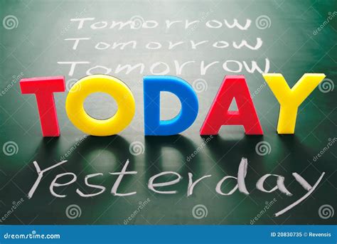 Today Yesterday And Tomorrow Words On Blackboard Stock Illustration