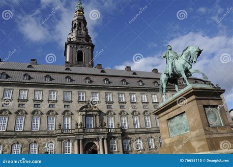 Christiansborg Danish Parliament And Statue King Frederik The 7t