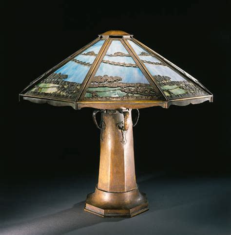 Next day delivery & free returns available. A LEADED GLASS AND COPPER TABLE LAMP