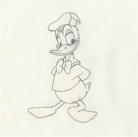 Disney Donald Duck Animation Cel Matching Drawing Signed By Voice
