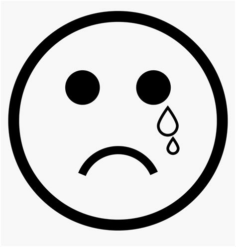 Crying Emoji Face Clipart Black And White Hd Png Download