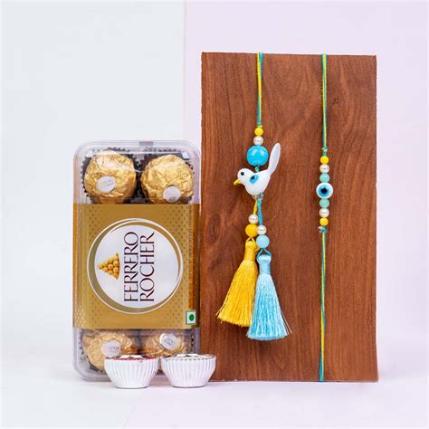 Send Set Of Bhaiya Bhabhi Rakhi With Ferrero Rocher Online RKH23