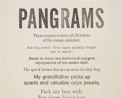 Pangrams Sentences That Use Every Letter In The Alphabet Kids