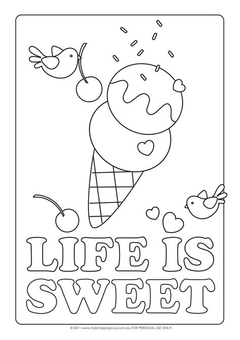 Style Me Gorgeous Life Is Sweet Free Coloring Page Summer Coloring