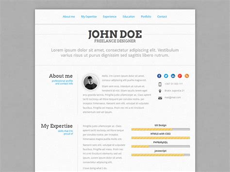 Responsive html & css cv template. 50 Professional HTML Resume Templates - Bashooka