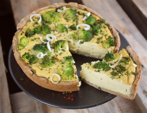 Quiche auf Hefeteig herzhaft mit veganem Joghurt vegan gesund