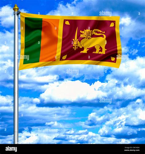 Sri Lanka Waving Flag Against Blue Sky Stock Photo Alamy