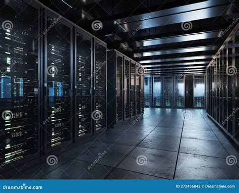 Data Center Rows Of Fully Operational Server Racks Server Room Cloud